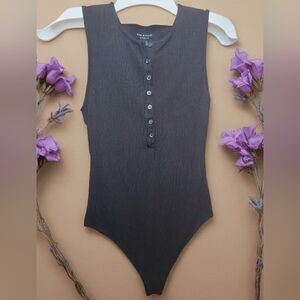American‎ Eagle Outfitters Black Ribbed Knit Bodysuit